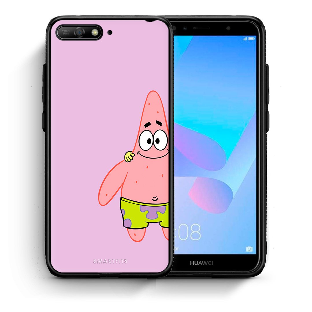 Θήκη Huawei Y6 2018  Friends Patrick από τη Smartfits με σχέδιο στο πίσω μέρος και μαύρο περίβλημα | Huawei Y6 2018  Friends Patrick case with colorful back and black bezels