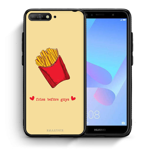 Θήκη Αγίου Βαλεντίνου Huawei Y6 2018 Fries Before Guys από τη Smartfits με σχέδιο στο πίσω μέρος και μαύρο περίβλημα | Huawei Y6 2018 Fries Before Guys case with colorful back and black bezels