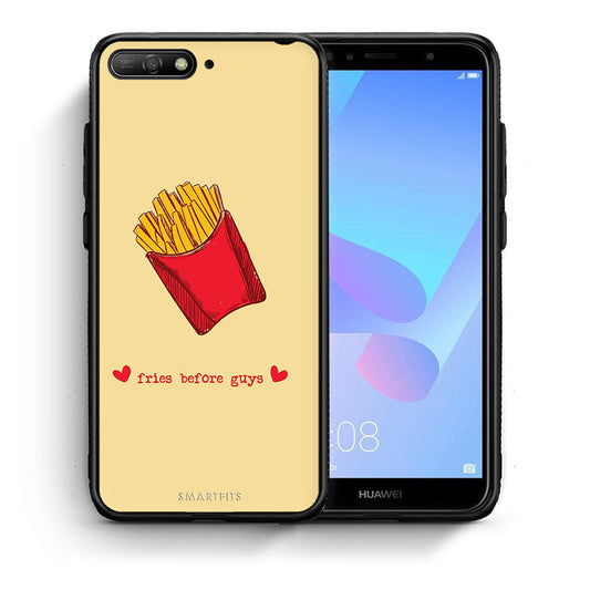 Θήκη Αγίου Βαλεντίνου Huawei Y6 2018 Fries Before Guys από τη Smartfits με σχέδιο στο πίσω μέρος και μαύρο περίβλημα | Huawei Y6 2018 Fries Before Guys case with colorful back and black bezels
