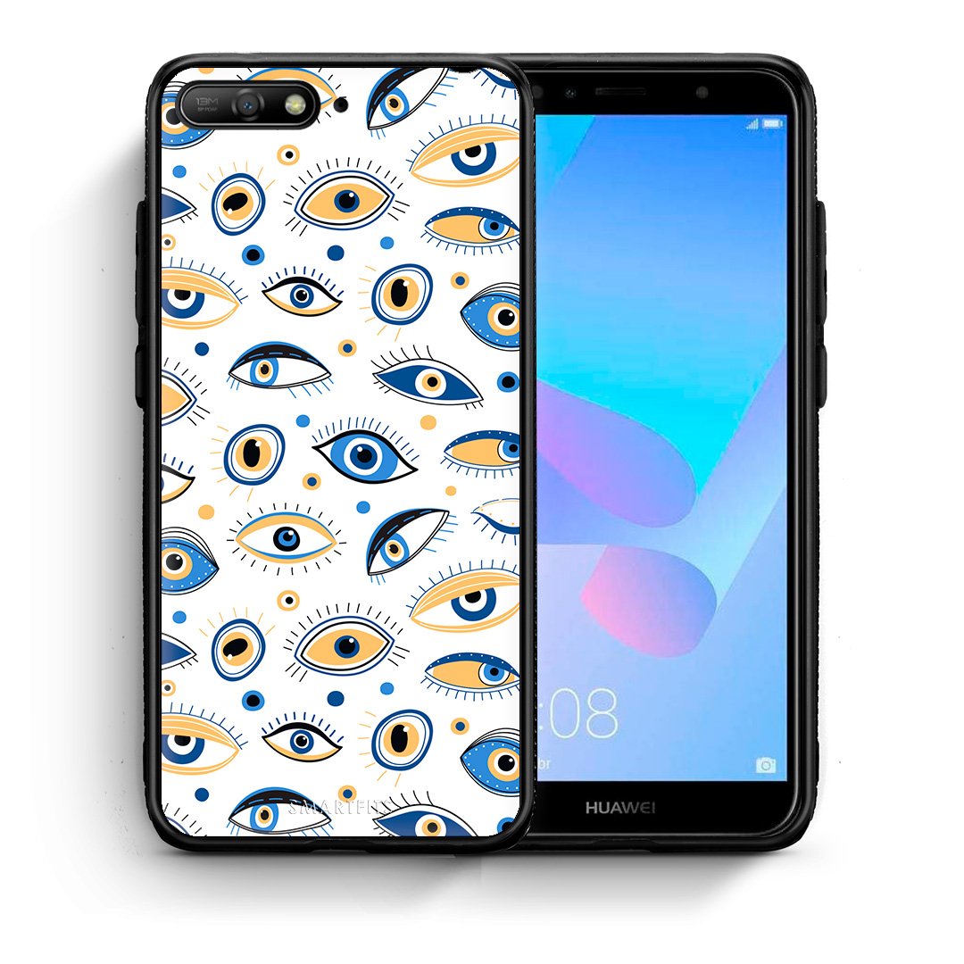 Θήκη Huawei Y6 2018 Ftou Ftou από τη Smartfits με σχέδιο στο πίσω μέρος και μαύρο περίβλημα | Huawei Y6 2018 Ftou Ftou case with colorful back and black bezels