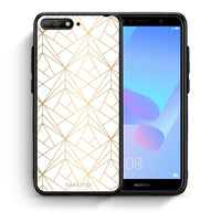 Thumbnail for Θήκη Huawei Y6 2018 Luxury White Geometric από τη Smartfits με σχέδιο στο πίσω μέρος και μαύρο περίβλημα | Huawei Y6 2018 Luxury White Geometric case with colorful back and black bezels