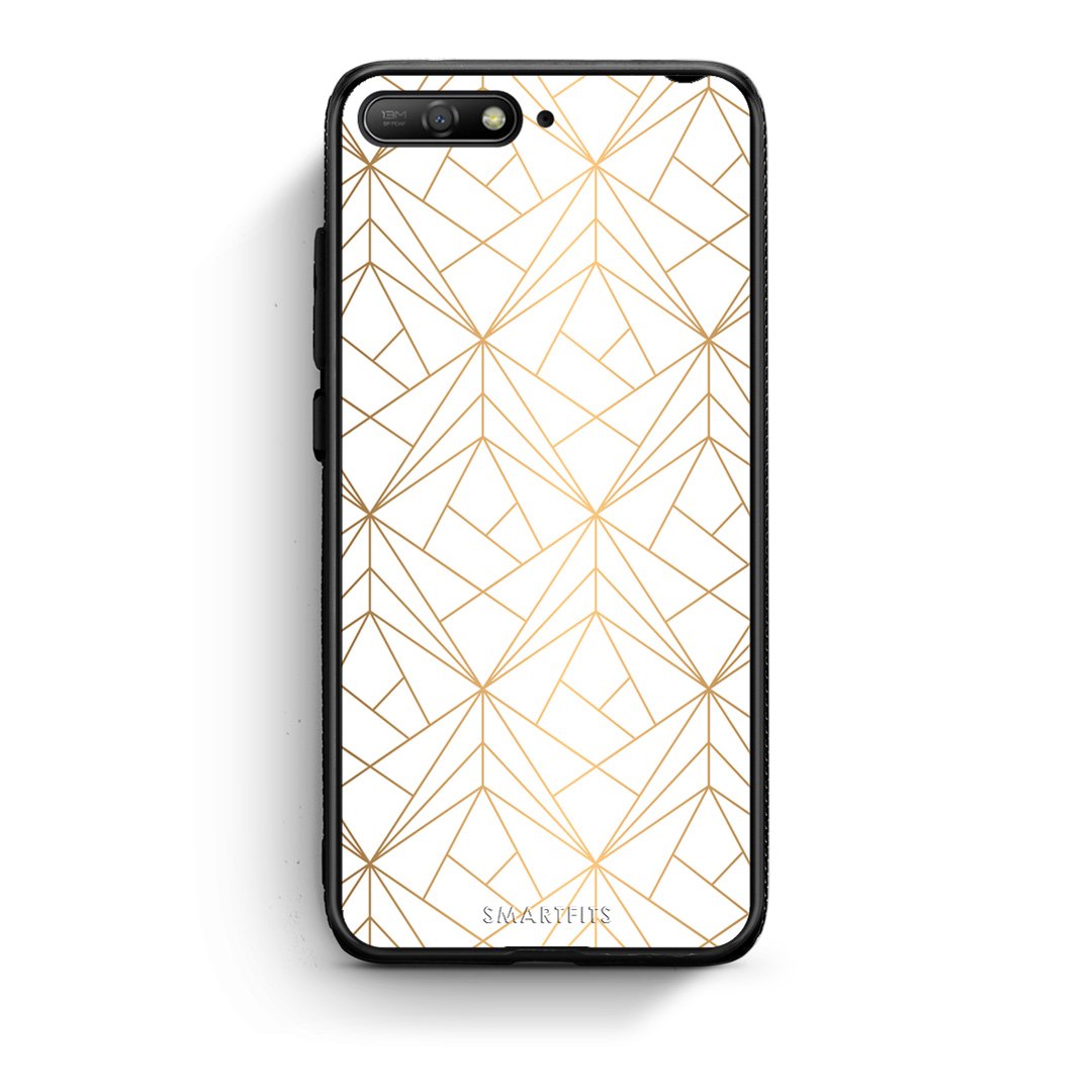 111 - Huawei Y6 2018 Luxury White Geometric case, cover, bumper