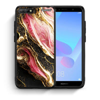 Thumbnail for Θήκη Huawei Y6 2018 Glamorous Pink Marble από τη Smartfits με σχέδιο στο πίσω μέρος και μαύρο περίβλημα | Huawei Y6 2018 Glamorous Pink Marble case with colorful back and black bezels
