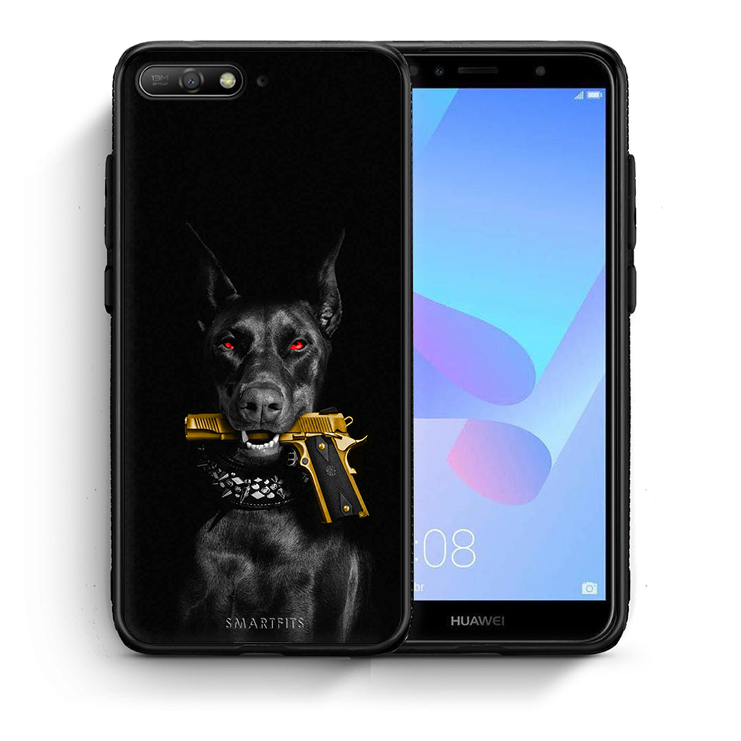 Θήκη Αγίου Βαλεντίνου Huawei Y6 2018 Golden Gun από τη Smartfits με σχέδιο στο πίσω μέρος και μαύρο περίβλημα | Huawei Y6 2018 Golden Gun case with colorful back and black bezels
