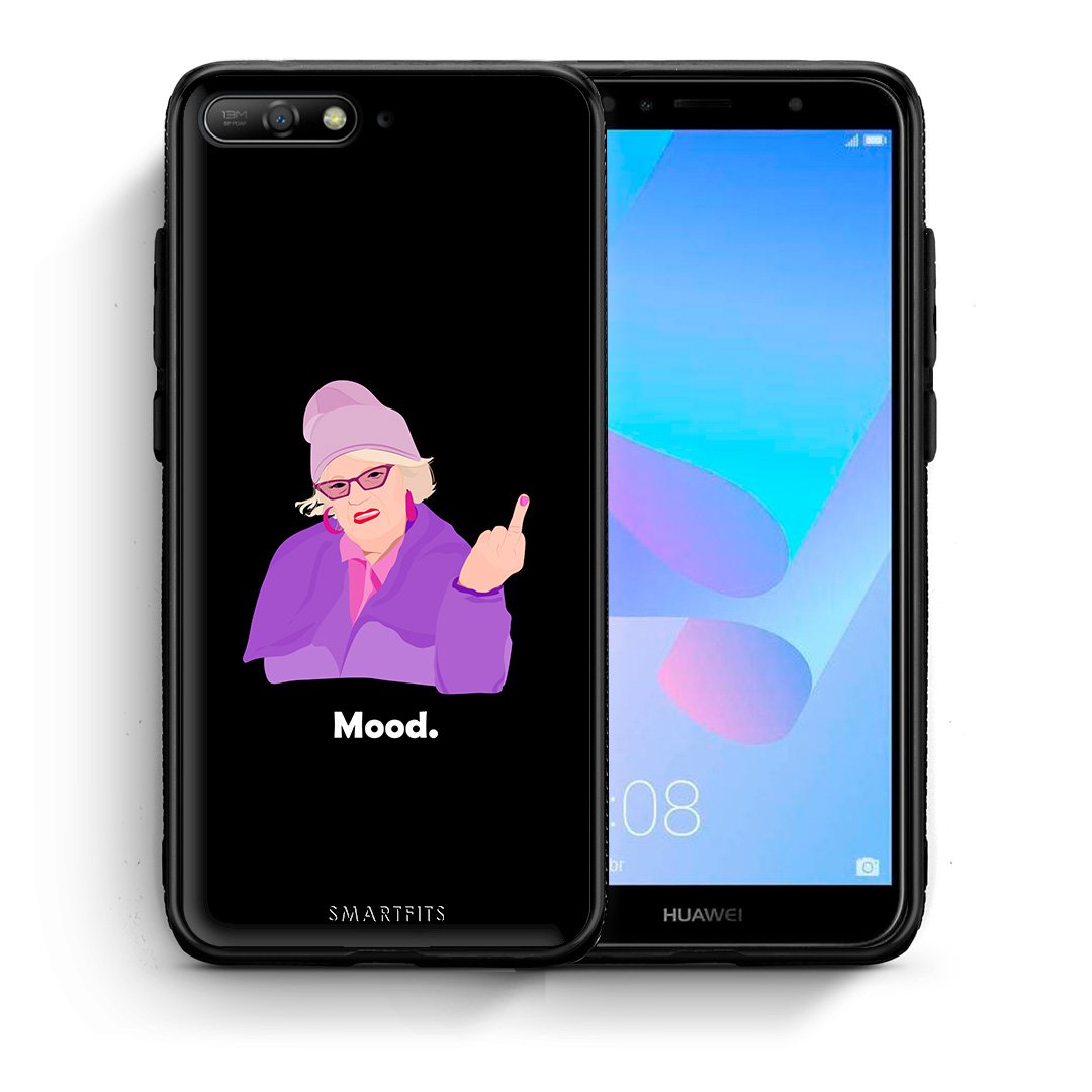 Θήκη Huawei Y6 2018 Grandma Mood Black από τη Smartfits με σχέδιο στο πίσω μέρος και μαύρο περίβλημα | Huawei Y6 2018 Grandma Mood Black case with colorful back and black bezels
