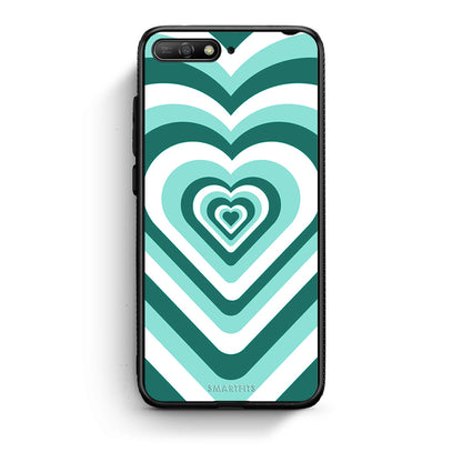 Huawei Y6 2018 Green Hearts θήκη από τη Smartfits με σχέδιο στο πίσω μέρος και μαύρο περίβλημα | Smartphone case with colorful back and black bezels by Smartfits
