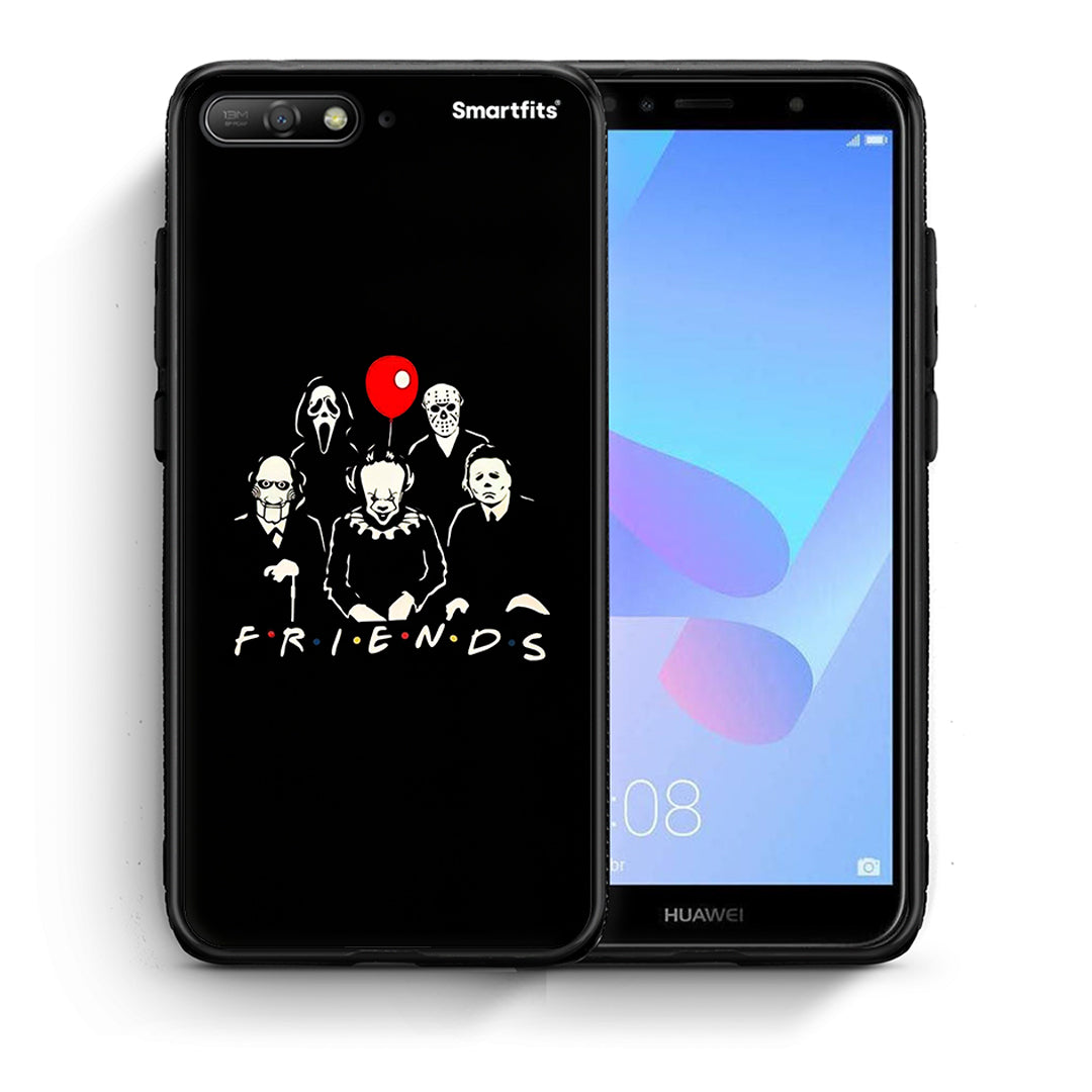 Θήκη Huawei Y6 2018 Halloween Friends από τη Smartfits με σχέδιο στο πίσω μέρος και μαύρο περίβλημα | Huawei Y6 2018 Halloween Friends case with colorful back and black bezels
