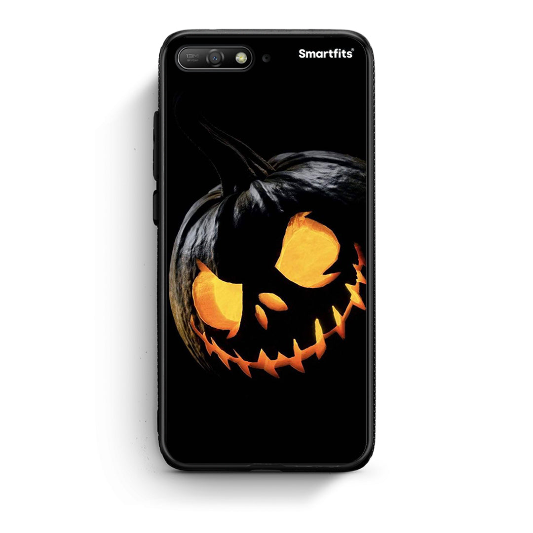 Huawei Y6 2018 Halloween Scary Pumpkin Θήκη από τη Smartfits με σχέδιο στο πίσω μέρος και μαύρο περίβλημα | Smartphone case with colorful back and black bezels by Smartfits