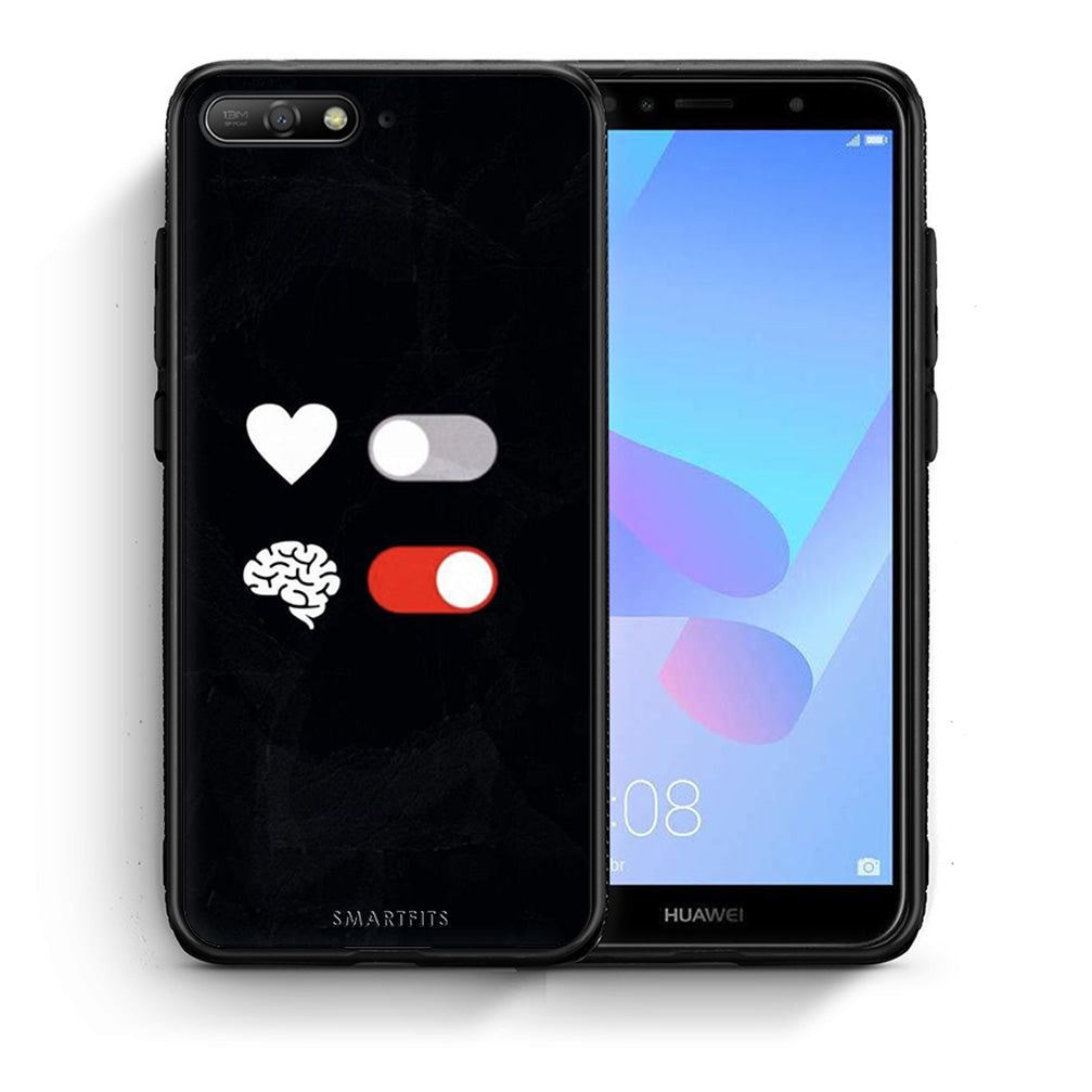 Θήκη Αγίου Βαλεντίνου Huawei Y6 2018 Heart Vs Brain από τη Smartfits με σχέδιο στο πίσω μέρος και μαύρο περίβλημα | Huawei Y6 2018 Heart Vs Brain case with colorful back and black bezels