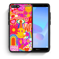 Thumbnail for Θήκη Huawei Y6 2018 Hippie Love από τη Smartfits με σχέδιο στο πίσω μέρος και μαύρο περίβλημα | Huawei Y6 2018 Hippie Love case with colorful back and black bezels
