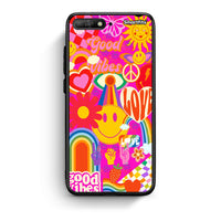 Thumbnail for Huawei Y6 2018 Hippie Love θήκη από τη Smartfits με σχέδιο στο πίσω μέρος και μαύρο περίβλημα | Smartphone case with colorful back and black bezels by Smartfits