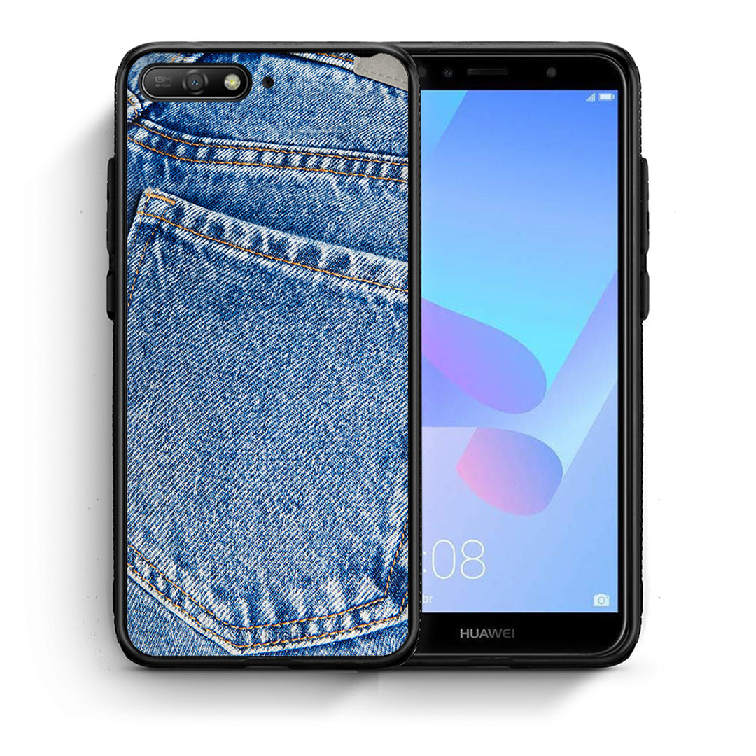 Θήκη Huawei Y6 2018 Jeans Pocket από τη Smartfits με σχέδιο στο πίσω μέρος και μαύρο περίβλημα | Huawei Y6 2018 Jeans Pocket case with colorful back and black bezels