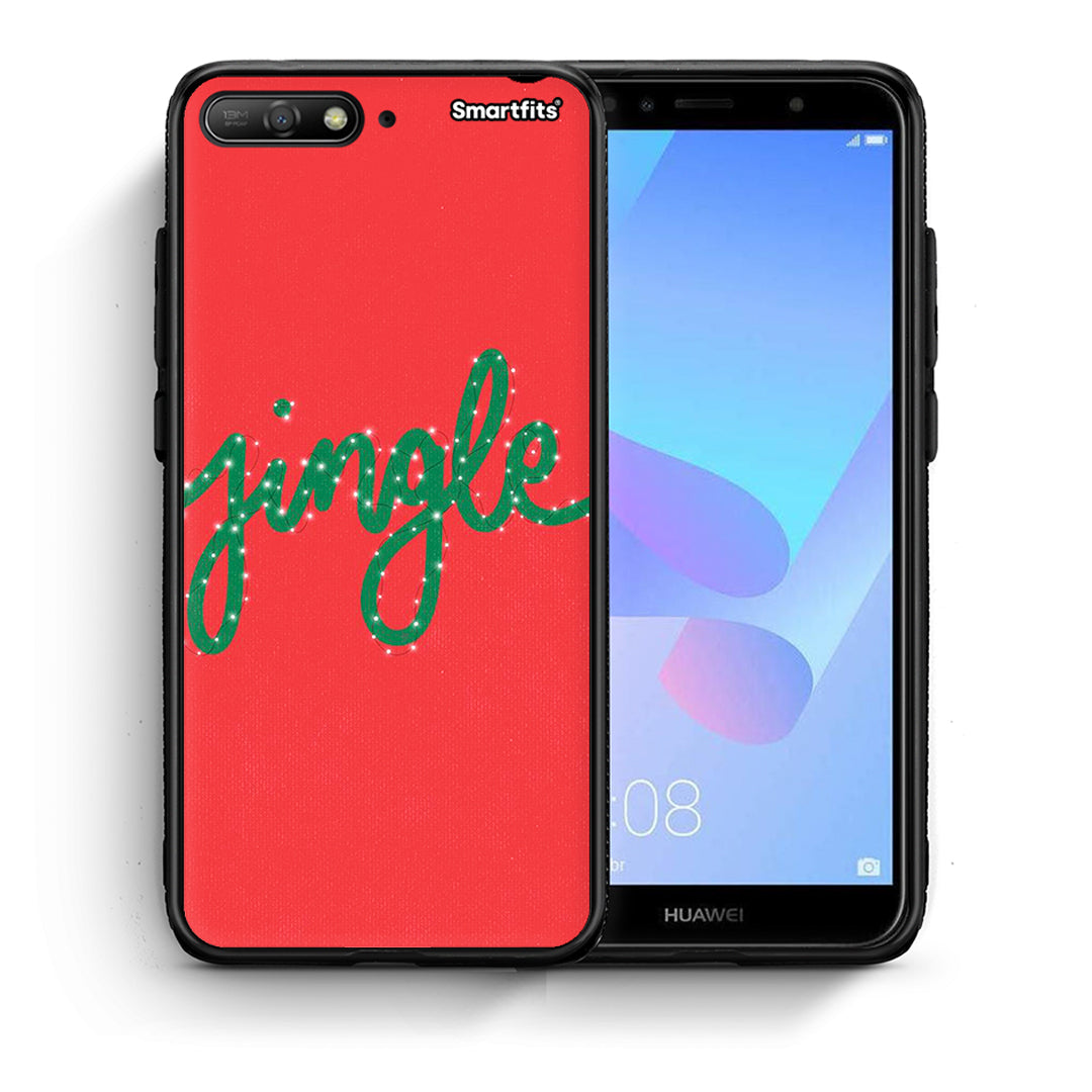 Θήκη Huawei Y6 2018 Jingle Xmas από τη Smartfits με σχέδιο στο πίσω μέρος και μαύρο περίβλημα | Huawei Y6 2018 Jingle Xmas case with colorful back and black bezels