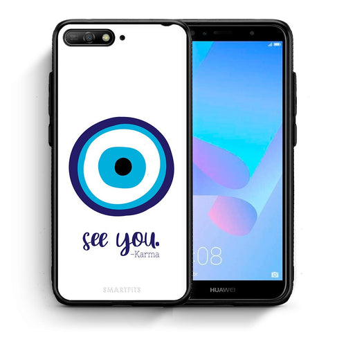 Θήκη Huawei Y6 2018 Karma Says από τη Smartfits με σχέδιο στο πίσω μέρος και μαύρο περίβλημα | Huawei Y6 2018 Karma Says case with colorful back and black bezels