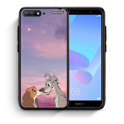 Θήκη Huawei Y6 2018 Lady And Tramp από τη Smartfits με σχέδιο στο πίσω μέρος και μαύρο περίβλημα | Huawei Y6 2018 Lady And Tramp case with colorful back and black bezels
