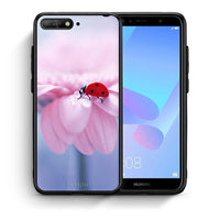 Thumbnail for Θήκη Huawei Y6 2018 Ladybug Flower από τη Smartfits με σχέδιο στο πίσω μέρος και μαύρο περίβλημα | Huawei Y6 2018 Ladybug Flower case with colorful back and black bezels