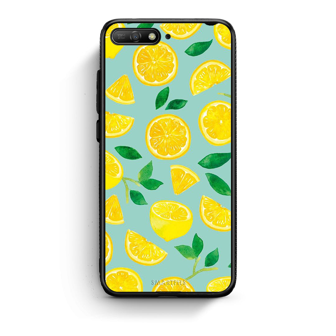 Huawei Y6 2018 Lemons θήκη από τη Smartfits με σχέδιο στο πίσω μέρος και μαύρο περίβλημα | Smartphone case with colorful back and black bezels by Smartfits