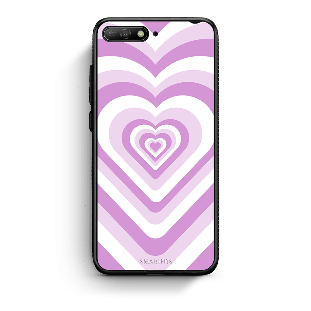 Huawei Y6 2018 Lilac Hearts θήκη από τη Smartfits με σχέδιο στο πίσω μέρος και μαύρο περίβλημα | Smartphone case with colorful back and black bezels by Smartfits