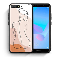 Thumbnail for Θήκη Huawei Y6 2018 LineArt Woman από τη Smartfits με σχέδιο στο πίσω μέρος και μαύρο περίβλημα | Huawei Y6 2018 LineArt Woman case with colorful back and black bezels