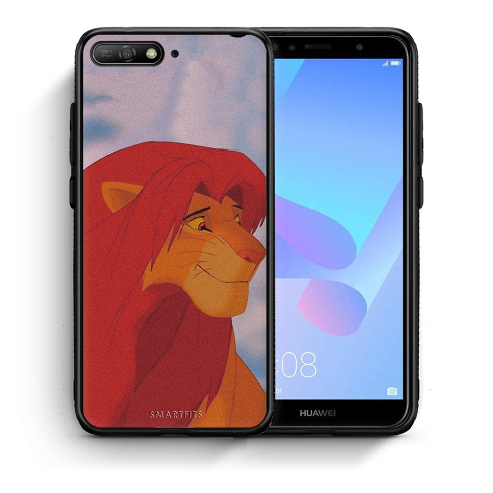 Θήκη Αγίου Βαλεντίνου Huawei Y6 2018 Lion Love 1 από τη Smartfits με σχέδιο στο πίσω μέρος και μαύρο περίβλημα | Huawei Y6 2018 Lion Love 1 case with colorful back and black bezels