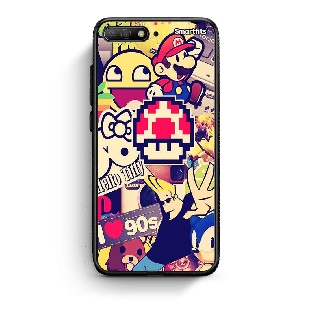 Huawei Y6 2018 Love The 90s θήκη από τη Smartfits με σχέδιο στο πίσω μέρος και μαύρο περίβλημα | Smartphone case with colorful back and black bezels by Smartfits