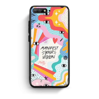 Huawei Y6 2018 Manifest Your Vision θήκη από τη Smartfits με σχέδιο στο πίσω μέρος και μαύρο περίβλημα | Smartphone case with colorful back and black bezels by Smartfits
