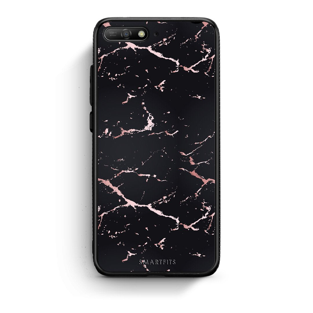 4 - Huawei Y6 2018 Black Rosegold Marble case, cover, bumper