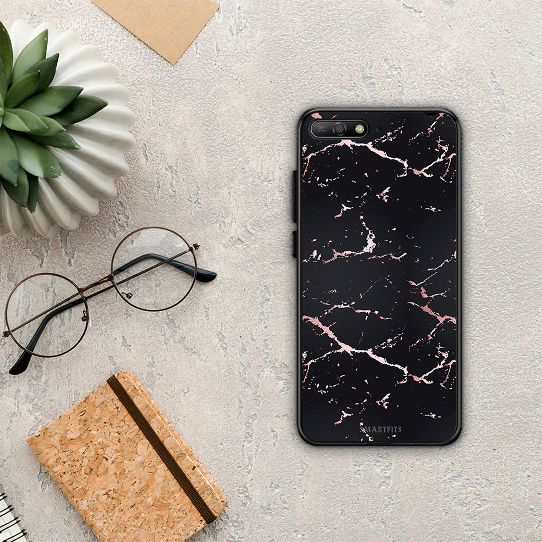 Marble Black Rosegold - Huawei Y6 2018 / Honor 7A θήκη