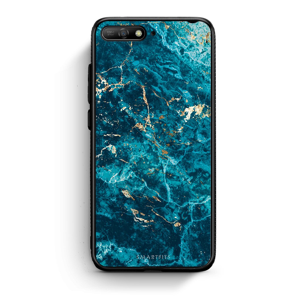 Huawei Y6 2018 Marble Blue θήκη από τη Smartfits με σχέδιο στο πίσω μέρος και μαύρο περίβλημα | Smartphone case with colorful back and black bezels by Smartfits