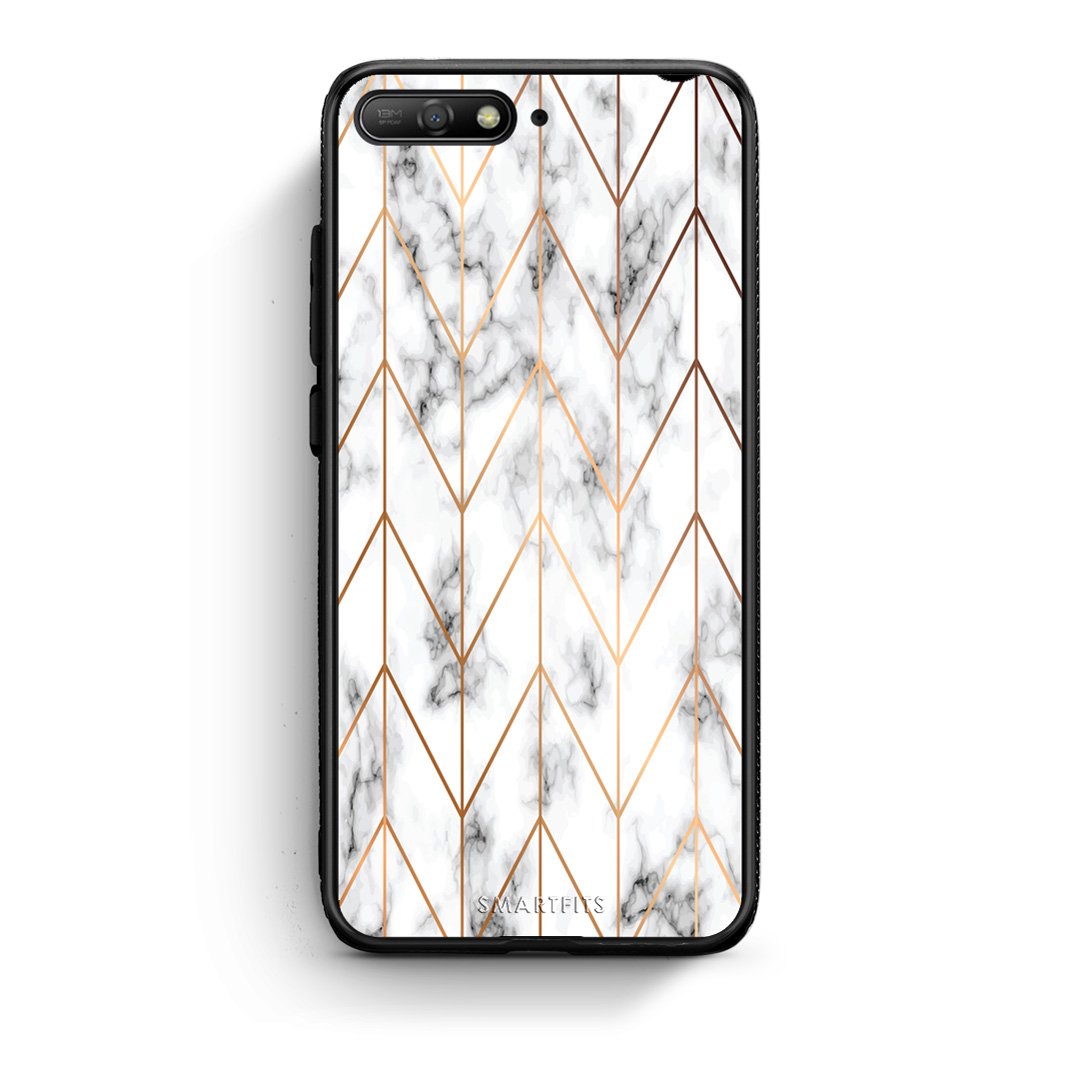 44 - Huawei Y6 2018 Gold Geometric Marble case, cover, bumper