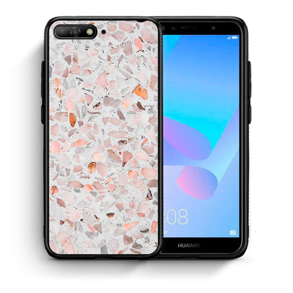 Θήκη Huawei Y6 2018 Marble Terrazzo από τη Smartfits με σχέδιο στο πίσω μέρος και μαύρο περίβλημα | Huawei Y6 2018 Marble Terrazzo case with colorful back and black bezels