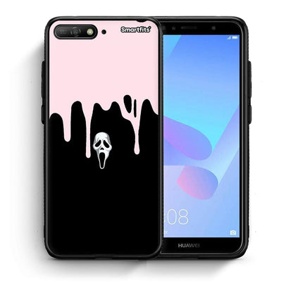 Θήκη Huawei Y6 2018 Melting Halloween Mask από τη Smartfits με σχέδιο στο πίσω μέρος και μαύρο περίβλημα | Huawei Y6 2018 Melting Halloween Mask case with colorful back and black bezels