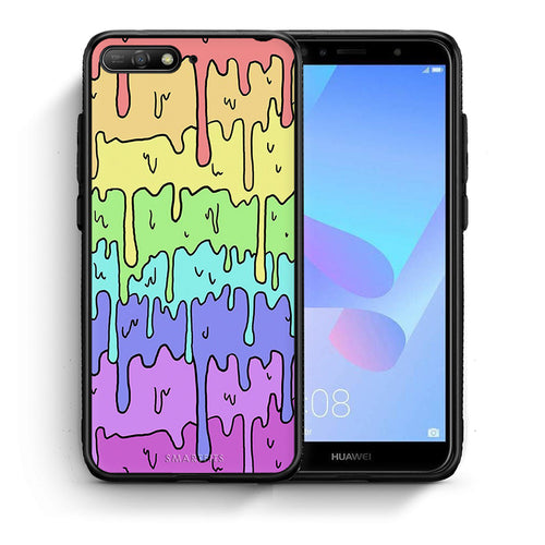 Θήκη Huawei Y6 2018 Melting Rainbow από τη Smartfits με σχέδιο στο πίσω μέρος και μαύρο περίβλημα | Huawei Y6 2018 Melting Rainbow case with colorful back and black bezels
