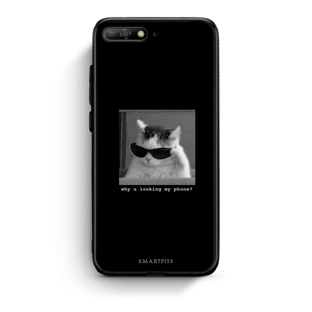 Huawei Y6 2018 Meme Cat θήκη από τη Smartfits με σχέδιο στο πίσω μέρος και μαύρο περίβλημα | Smartphone case with colorful back and black bezels by Smartfits