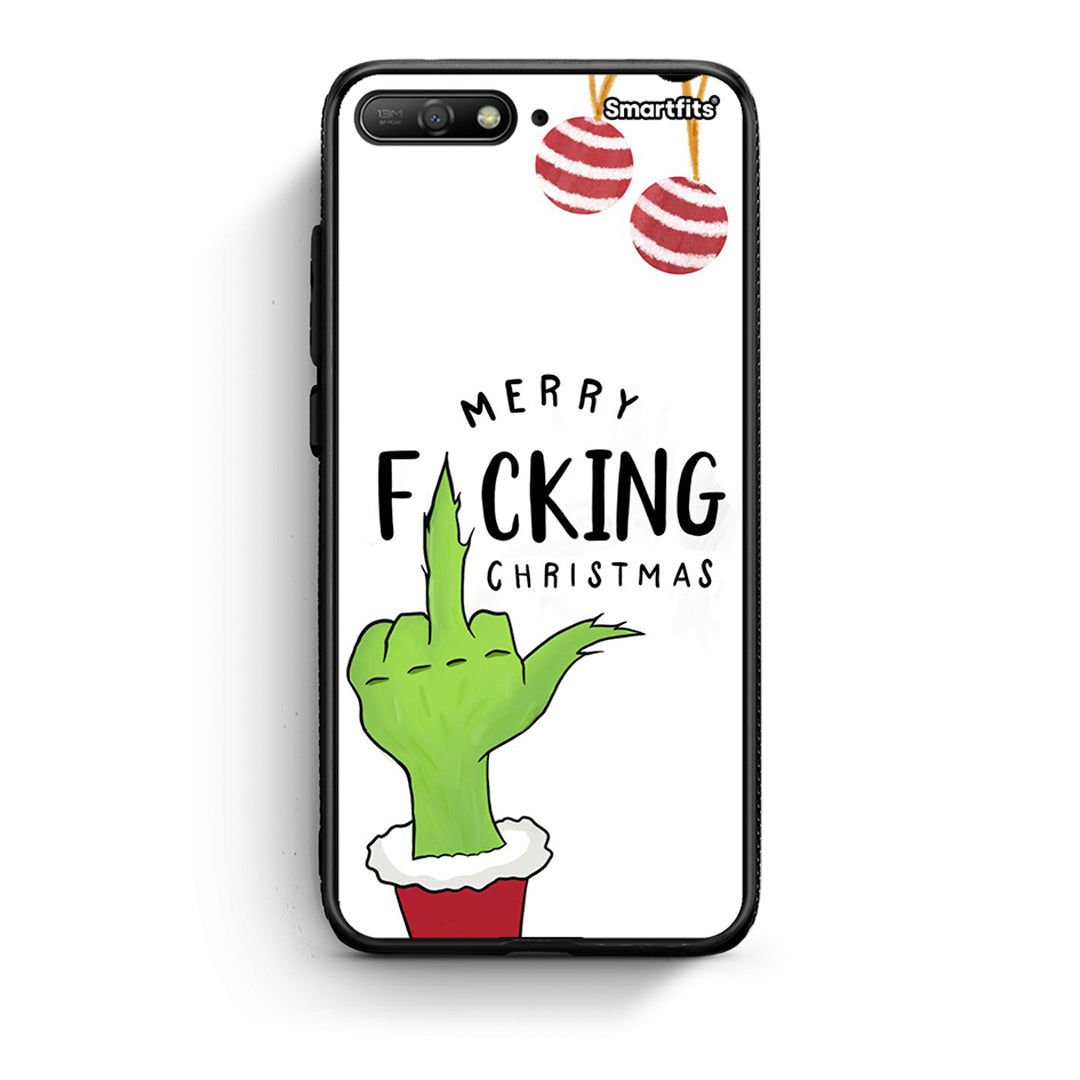 Huawei Y6 2018 Merry F Xmas θήκη από τη Smartfits με σχέδιο στο πίσω μέρος και μαύρο περίβλημα | Smartphone case with colorful back and black bezels by Smartfits