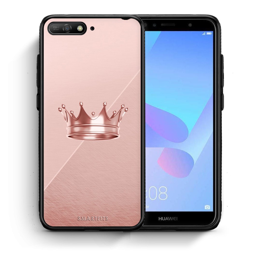 Θήκη Huawei Y6 2018 Crown Minimal από τη Smartfits με σχέδιο στο πίσω μέρος και μαύρο περίβλημα | Huawei Y6 2018 Crown Minimal case with colorful back and black bezels