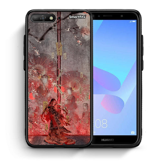 Θήκη Huawei Y6 2018 Nezuko Kamado από τη Smartfits με σχέδιο στο πίσω μέρος και μαύρο περίβλημα | Huawei Y6 2018 Nezuko Kamado case with colorful back and black bezels