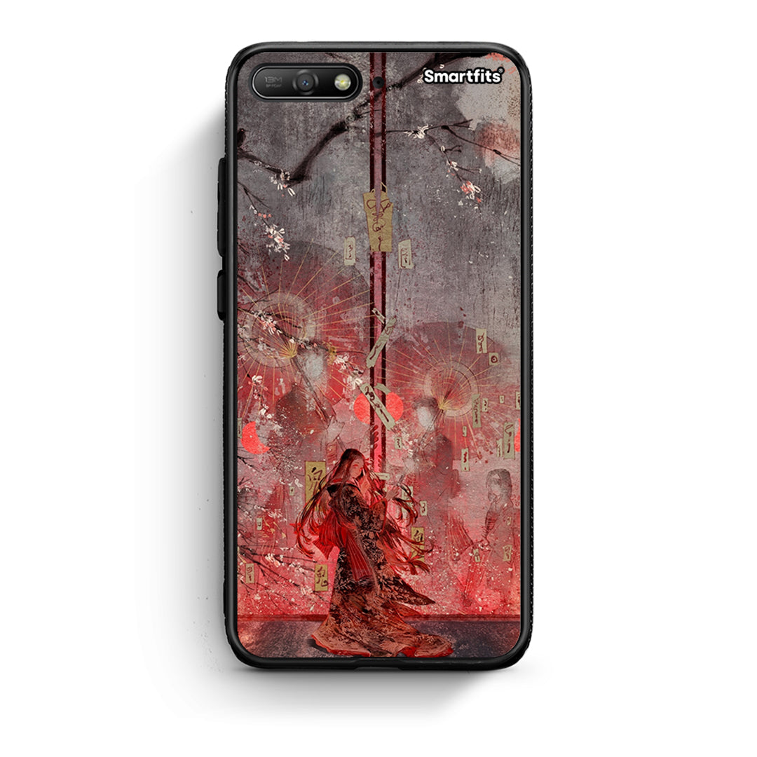 Huawei Y6 2018 Nezuko Kamado θήκη από τη Smartfits με σχέδιο στο πίσω μέρος και μαύρο περίβλημα | Smartphone case with colorful back and black bezels by Smartfits