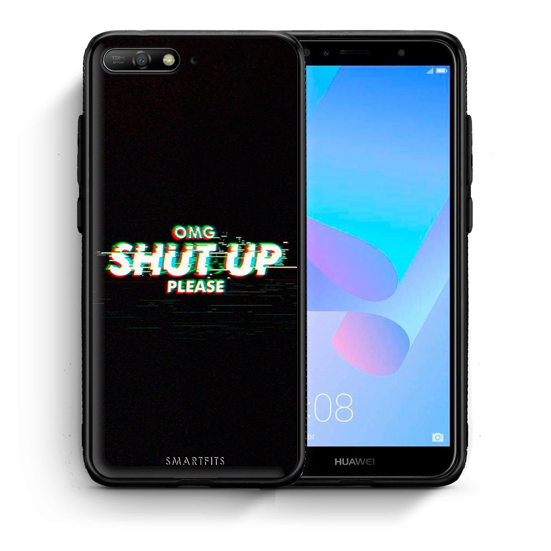 Θήκη Huawei Y6 2018 OMG ShutUp από τη Smartfits με σχέδιο στο πίσω μέρος και μαύρο περίβλημα | Huawei Y6 2018 OMG ShutUp case with colorful back and black bezels