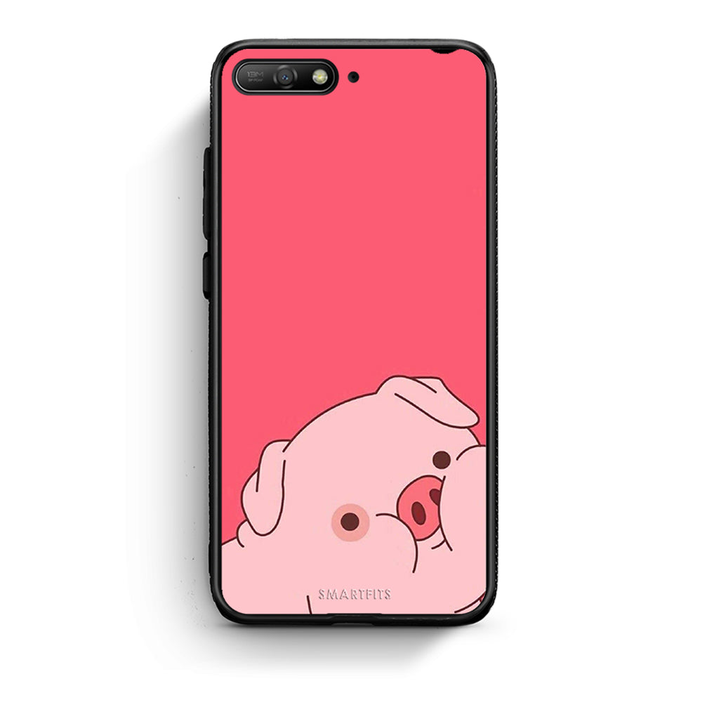 Huawei Y6 2018 Pig Love 1 Θήκη Αγίου Βαλεντίνου από τη Smartfits με σχέδιο στο πίσω μέρος και μαύρο περίβλημα | Smartphone case with colorful back and black bezels by Smartfits