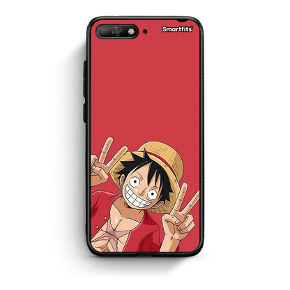 Huawei Y6 2018 Pirate Luffy Θήκη από τη Smartfits με σχέδιο στο πίσω μέρος και μαύρο περίβλημα | Smartphone case with colorful back and black bezels by Smartfits