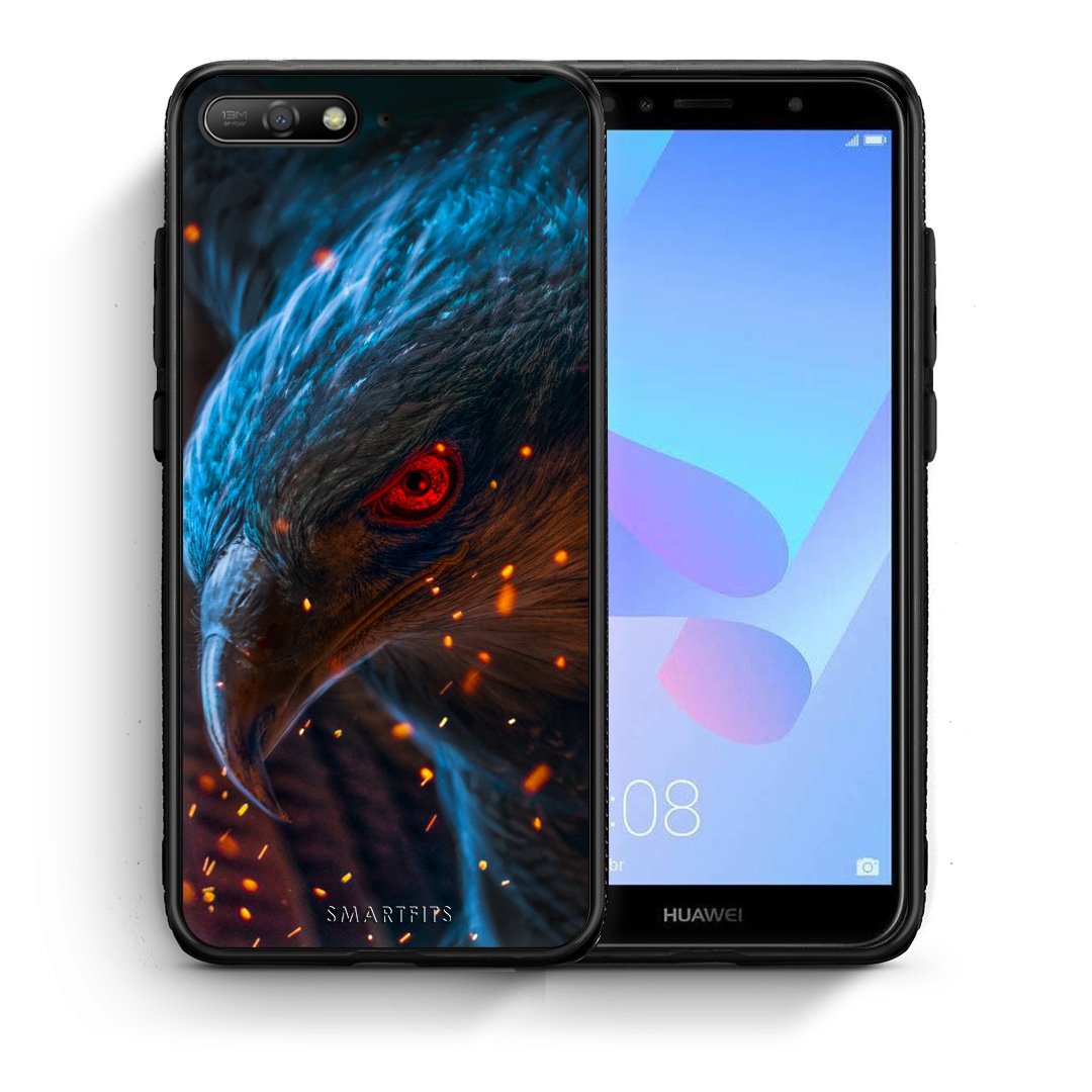 Θήκη Huawei Y6 2018 Eagle PopArt από τη Smartfits με σχέδιο στο πίσω μέρος και μαύρο περίβλημα | Huawei Y6 2018 Eagle PopArt case with colorful back and black bezels