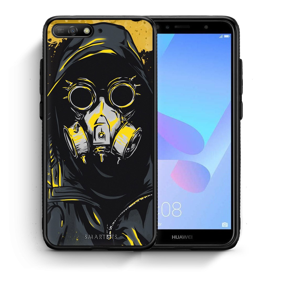 Θήκη Huawei Y6 2018 Mask PopArt από τη Smartfits με σχέδιο στο πίσω μέρος και μαύρο περίβλημα | Huawei Y6 2018 Mask PopArt case with colorful back and black bezels