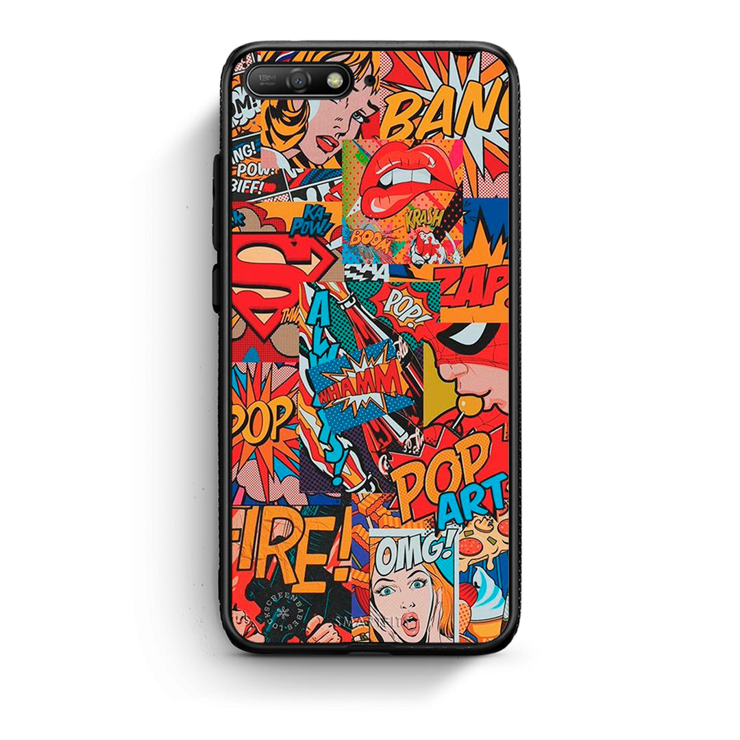 Huawei Y6 2018 PopArt OMG θήκη από τη Smartfits με σχέδιο στο πίσω μέρος και μαύρο περίβλημα | Smartphone case with colorful back and black bezels by Smartfits