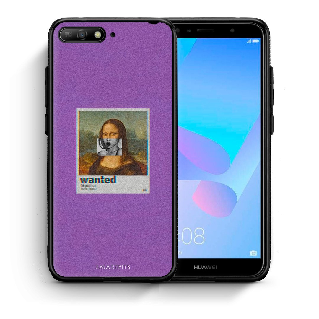 Θήκη Huawei Y6 2018 Monalisa Popart από τη Smartfits με σχέδιο στο πίσω μέρος και μαύρο περίβλημα | Huawei Y6 2018 Monalisa Popart case with colorful back and black bezels