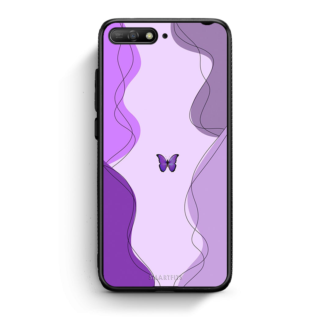 Huawei Y6 2018 Purple Mariposa Θήκη Αγίου Βαλεντίνου από τη Smartfits με σχέδιο στο πίσω μέρος και μαύρο περίβλημα | Smartphone case with colorful back and black bezels by Smartfits