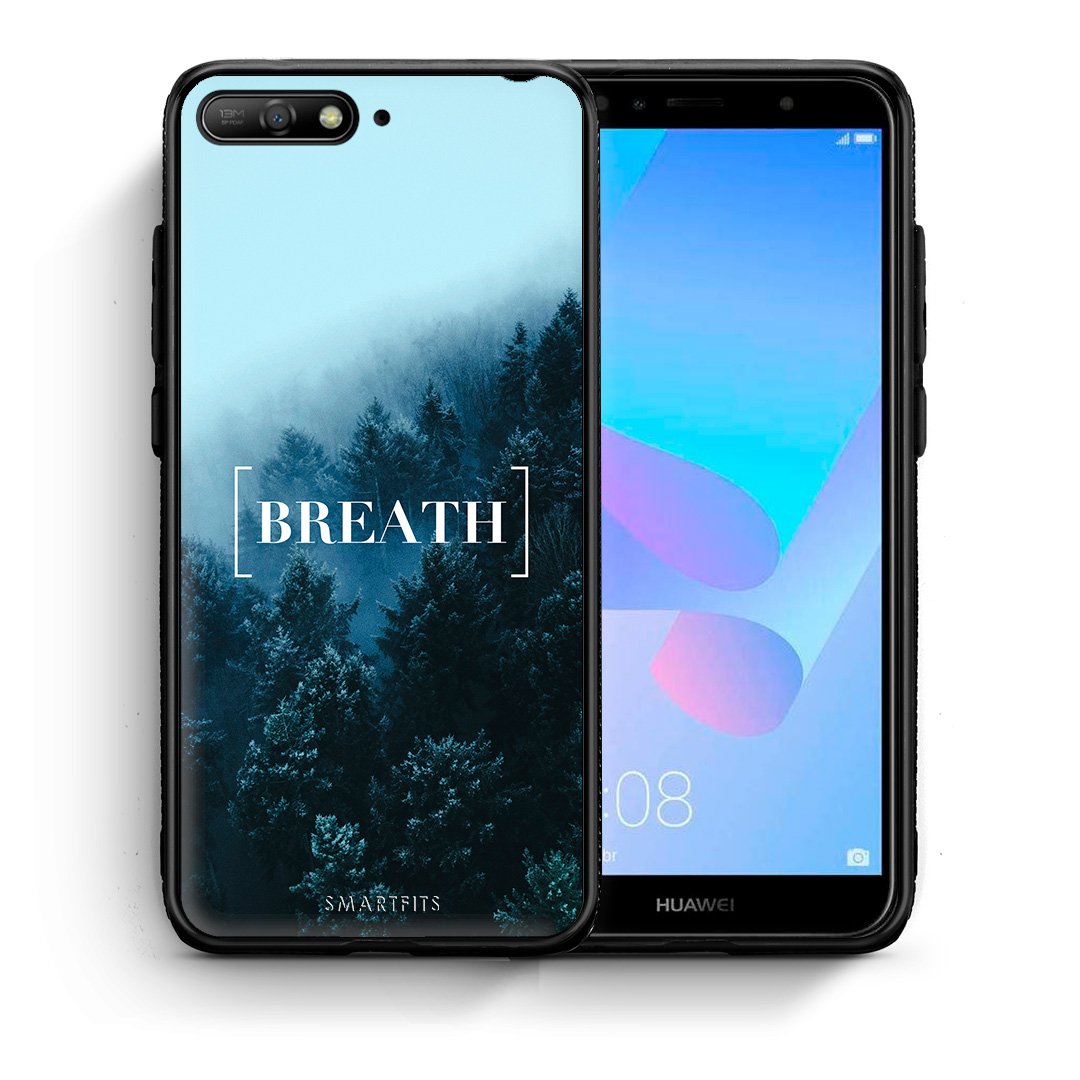 Θήκη Huawei Y6 2018 Breath Quote από τη Smartfits με σχέδιο στο πίσω μέρος και μαύρο περίβλημα | Huawei Y6 2018 Breath Quote case with colorful back and black bezels
