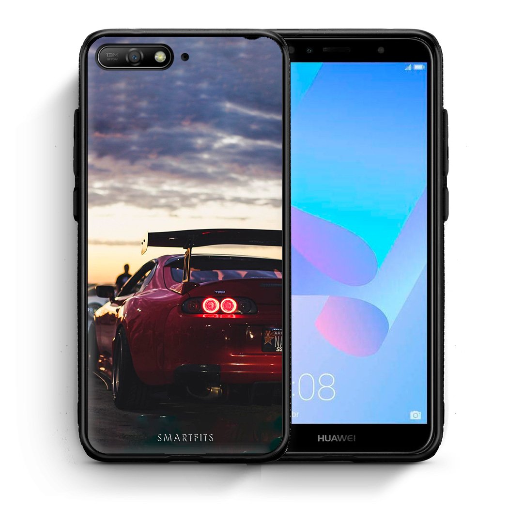 Θήκη Huawei Y6 2018 Racing Supra από τη Smartfits με σχέδιο στο πίσω μέρος και μαύρο περίβλημα | Huawei Y6 2018 Racing Supra case with colorful back and black bezels