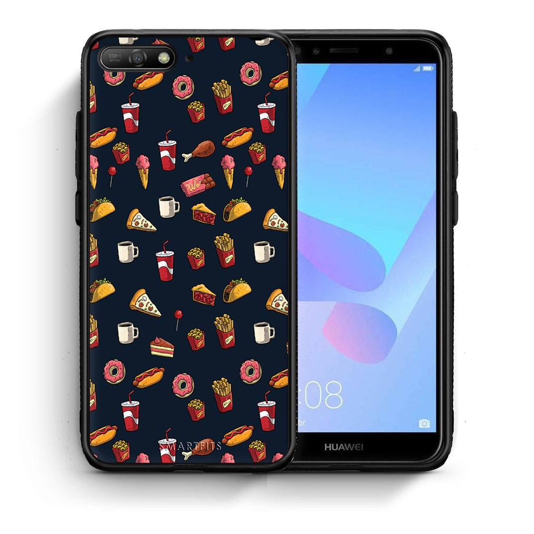 Θήκη Huawei Y6 2018 Hungry Random από τη Smartfits με σχέδιο στο πίσω μέρος και μαύρο περίβλημα | Huawei Y6 2018 Hungry Random case with colorful back and black bezels