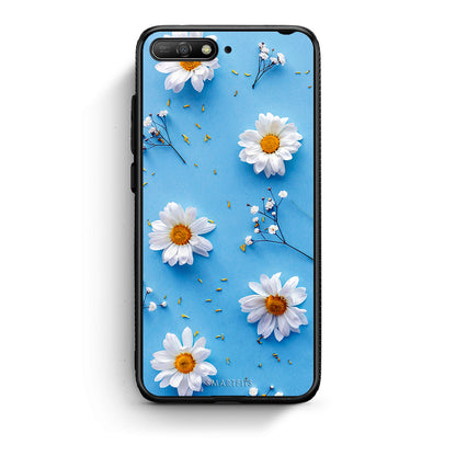 Huawei Y6 2018 Real Daisies θήκη από τη Smartfits με σχέδιο στο πίσω μέρος και μαύρο περίβλημα | Smartphone case with colorful back and black bezels by Smartfits